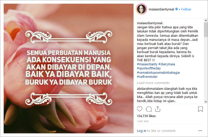 Maia Estianty Tulis Soal Karma