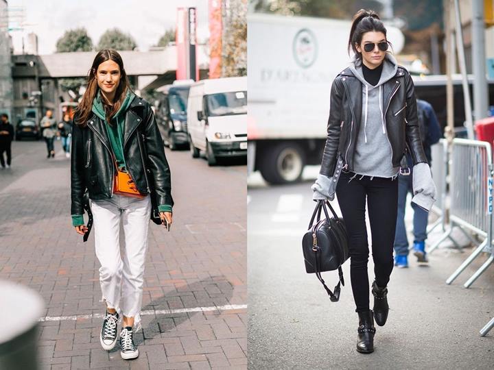 Padukan Hoodie dengan Leather Jacket