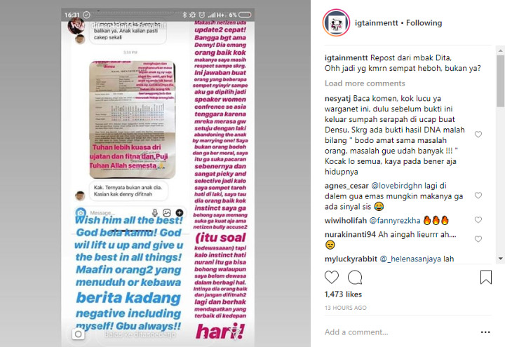 Denny Sumargo Terbukti tak Hamili Anak Orang, Dita Soedarjo Bangga dengan eks Tunangan