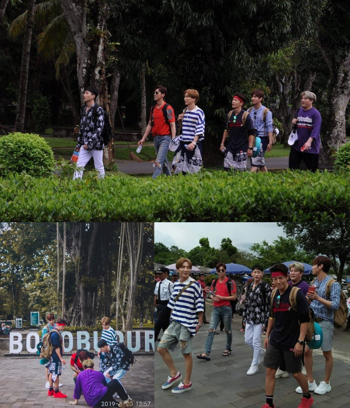 SuJu dan TVXQ Heboh Pose Keren Syuting di Candi Borobudur