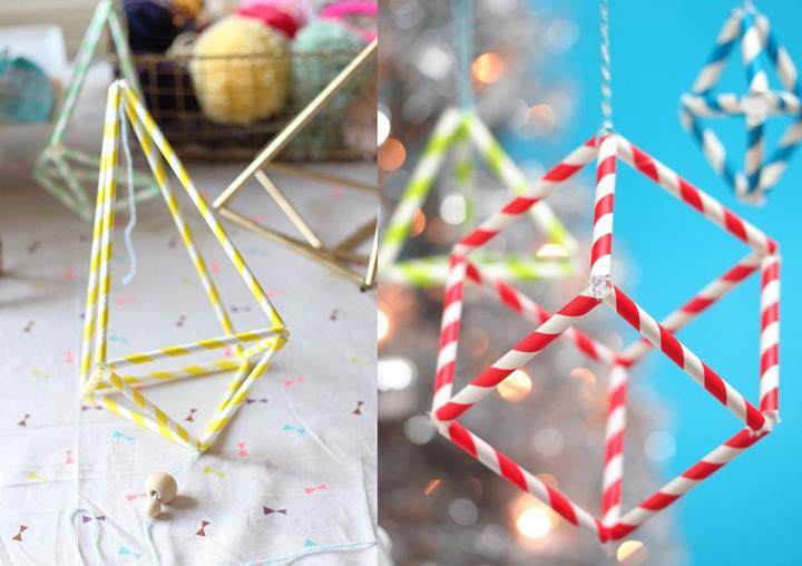 Himmeli Geometric Sculpture dari Sedotan Warna-Warni