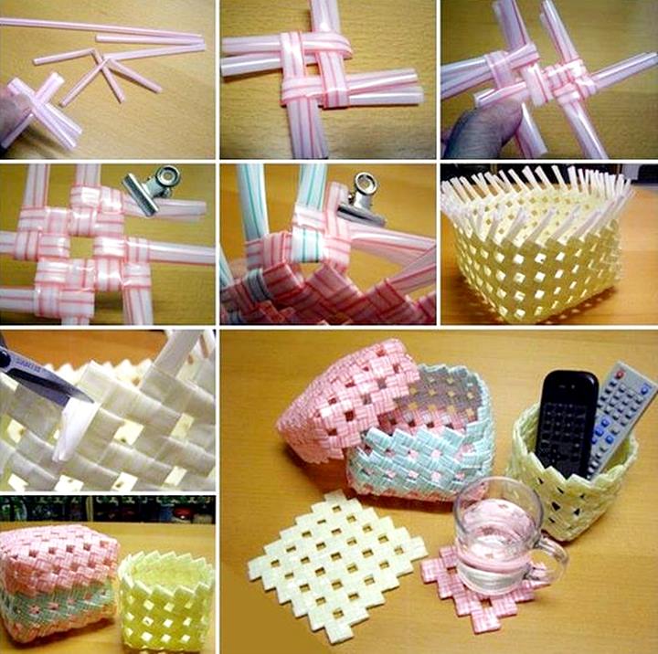 Gunakan Sedotan Plastik untuk Membuat Keranjang