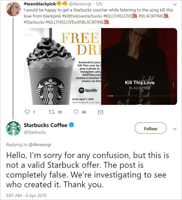 Starbucks Klarifikasi Soal Rumor Ikut Kerja Sama Promosikan Comeback Black Pink