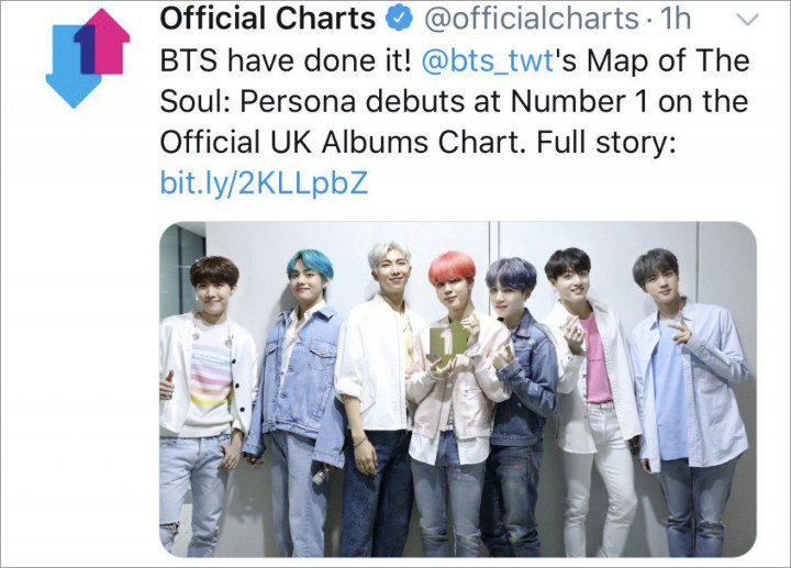 Sejarah Baru, BTS \'Map Of Soul: Persona\' Jadi Album Penyanyi Asia Pertama Yang Puncaki Offical Charts Inggris