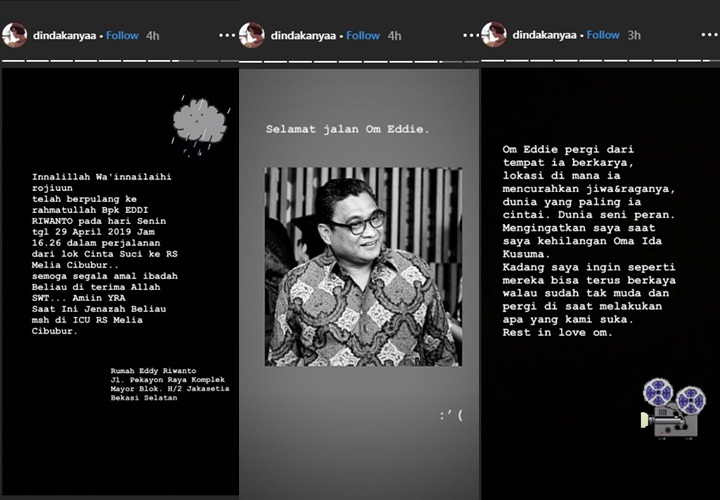 Dinda Kanya Dewi Berduka Eddy Riwanto Meninggal