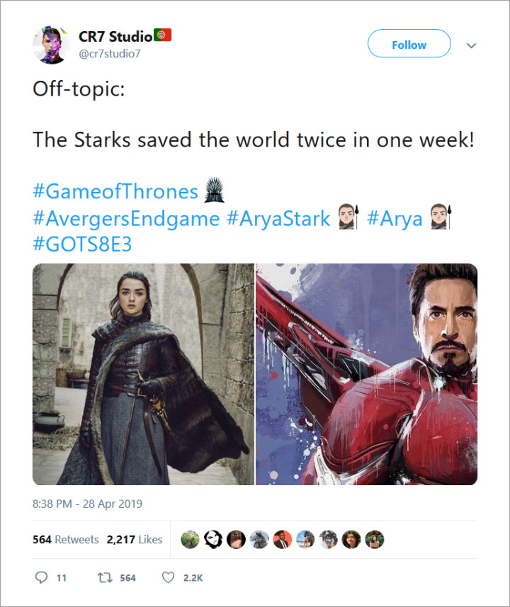 Kocaknya Fans Samakan Tony Stark dan Arya Stark Usai Tonton \'Game of Thrones\' Episode 3