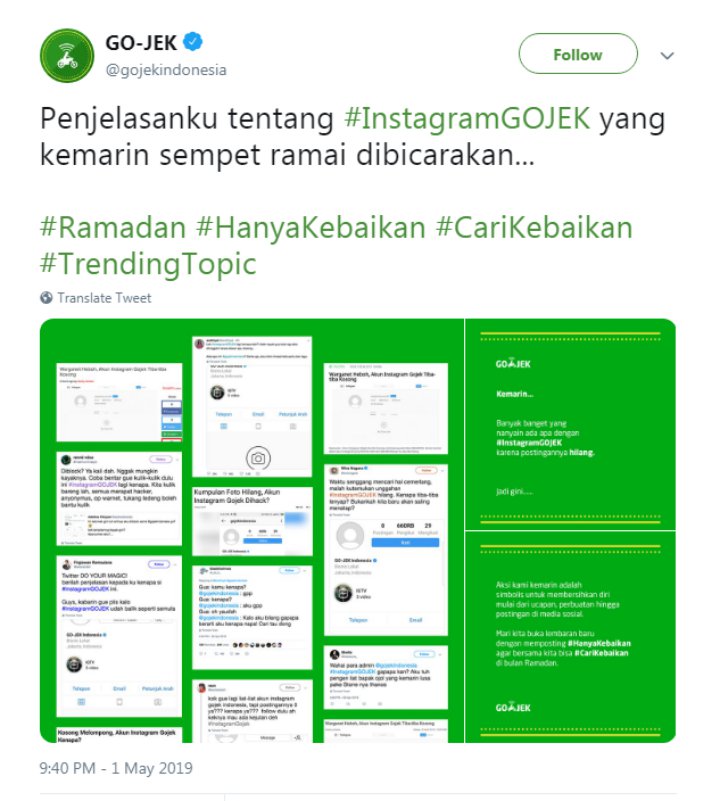 Gojek Ungkap Alasan Hapus Semua Unggahan di Instagram Hingga Hebohkan Warganet