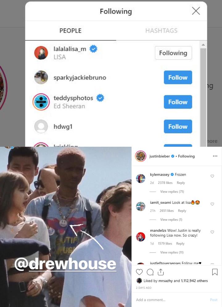 Lisa Black Pink Difollow Justin Bieber