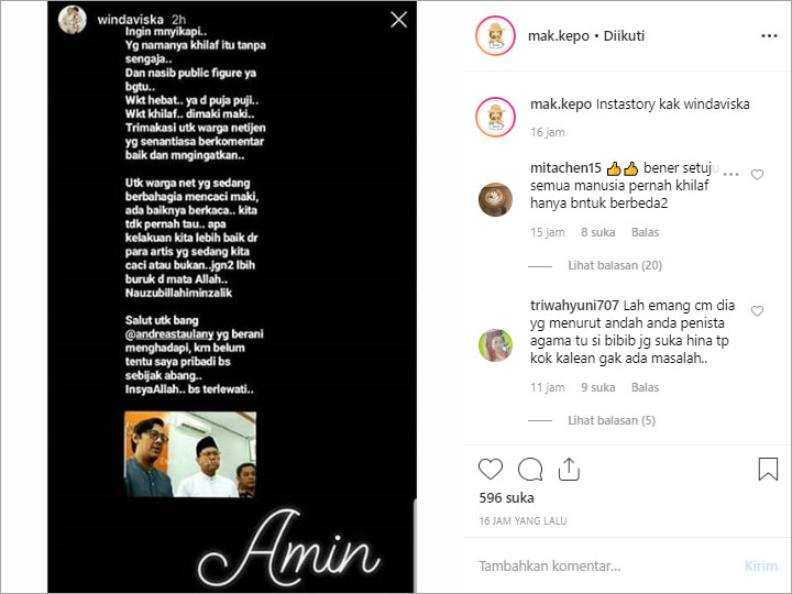 Winda Viska Puji Keberanian Andre Taulany Minta Maaf Soal Tudingan Hina Nabi
