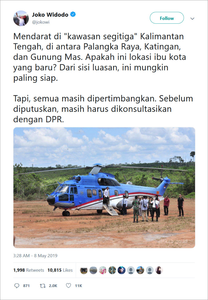 Jokowi \'Blusukan\' Cari Calon Ibu Kota Baru: Gunung Mas Paling Siap dari Segi Luas