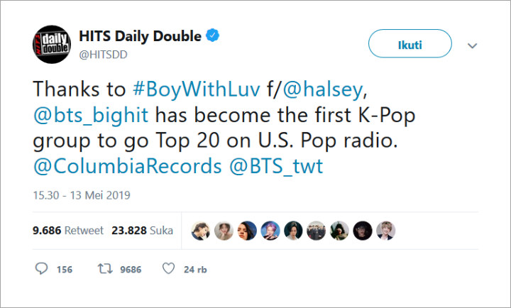 BTS Bikin Bangga Dengan Jadi Grup K-Pop Pertama Yang Raih Posisi TOP 20 Di Pop Radio Amerika