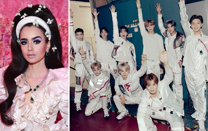 Fans Iri Berat Lihat Lily Collins Pose Bareng NCT 127 di Backstage 'The Late Late Show'
