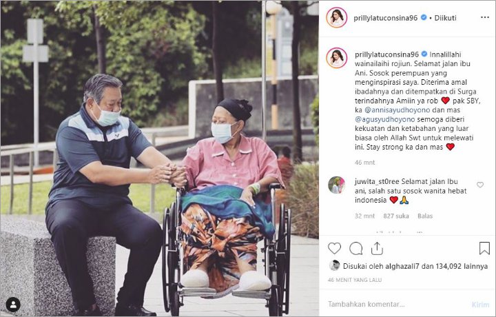 Prilly Latuconsina Ikut Berduka Atas Kepergian Ani Yudhoyono, Beri Dukungan Untuk Dua Sosok Ini