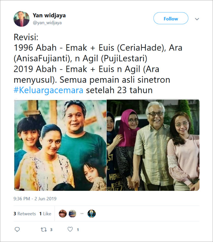 Pemeran Asli Sinetron \'Keluarga Cemara\'