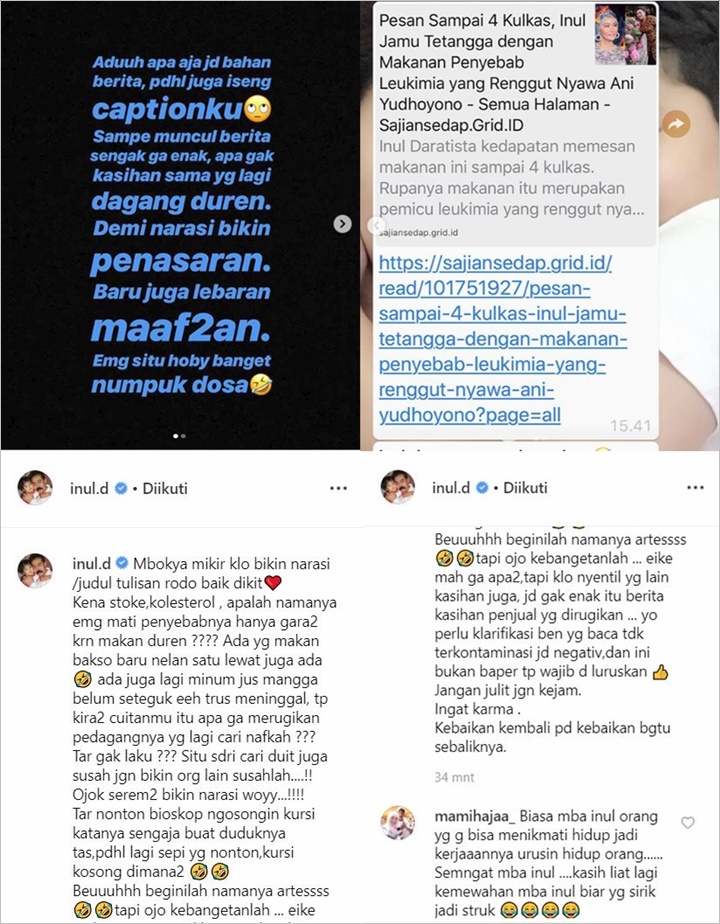Inul Daratista Sentil Media Berita Gara-Gara Beri Jamuan Durian ke Tamu Tetangga