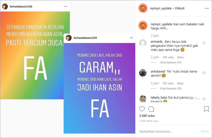 Farhat Abbas Tulis Status Soal ‘Ikan Asin’, Sindir Fairuz A. Rafiq?