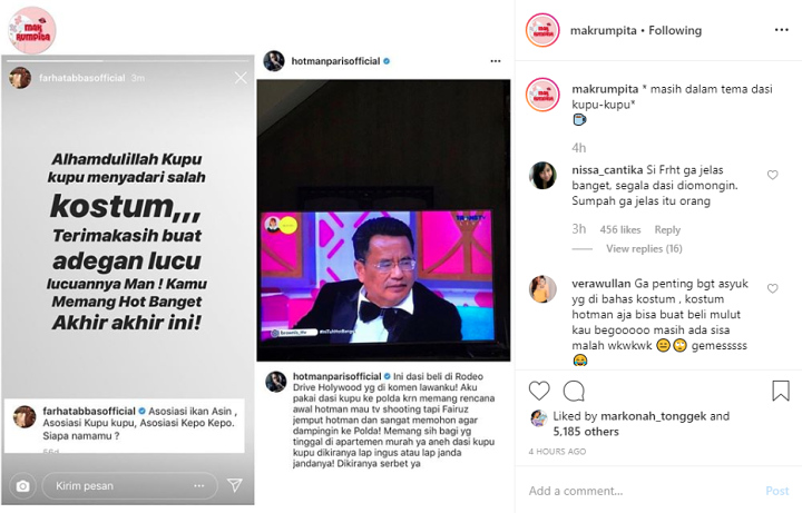Hotman Paris Balas Sindiran Farhat Abbas Soal Salah Kostum Pakai Dasi Kupu-Kupu