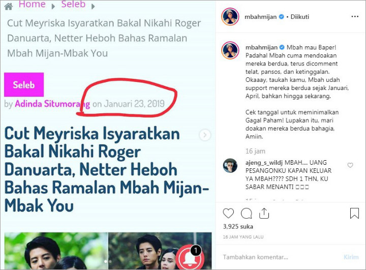 Cut Meyriska Terbukti Bakal Nikah, Mbah Mijan Baper Ramalannya Sempat Diremehkan