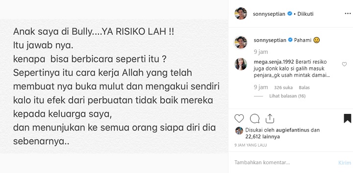 Postingan Sonny Septian