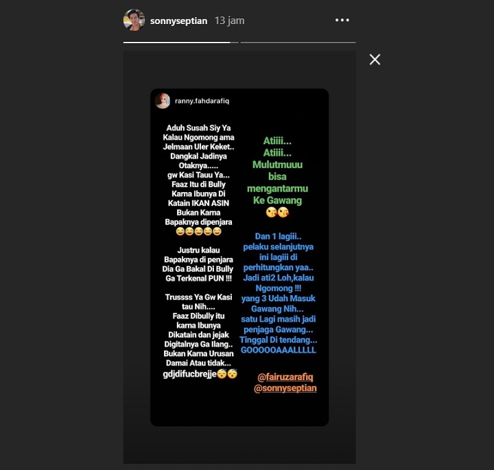 InstaStory Ranny Kakak Fairuz