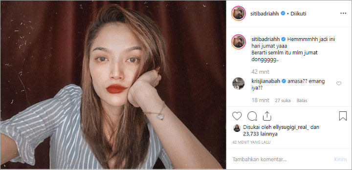 Siti Badriah Merenung Soal Malam Jumat, Reaksi Suami Jadi Sorotan