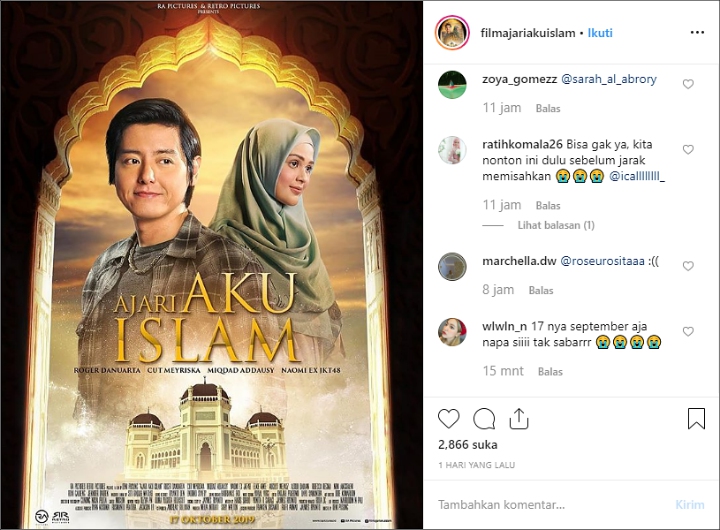 Film \'Ajari Aku Islam\' Roger Danuarta-Cut Meyriska Rilis Poster, Umumkan Bakal Tayang di Malaysia