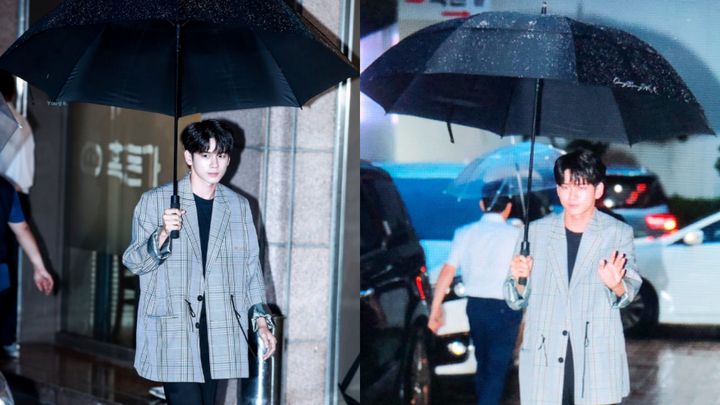 Ong Sung Woo Pakai Payung Super Besar Sukses Bikin Netizen Kebingungan