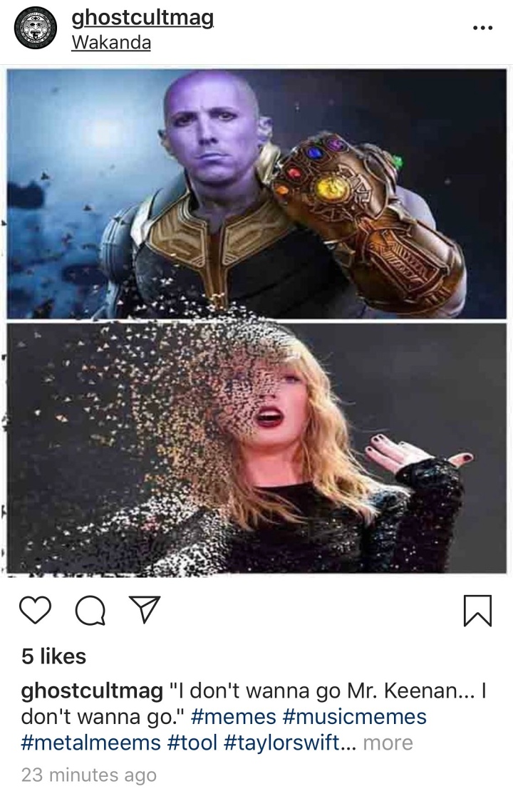 Vokalis Tool Bikin Fans Geram Gara-Gara Hina Taylor Swift Lewat Meme Ini