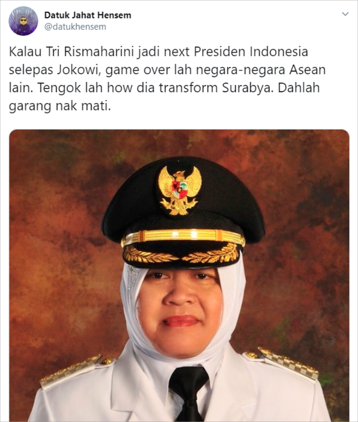 Viral Warganet Malaysia Puji Walkot Surabaya Risma, Sebut Pantas Jadi Presiden