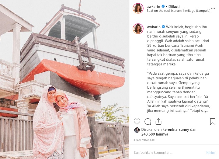 Awkarin Ceritakan Kisah Wak Kolak Korban Selamat Tsunami Aceh