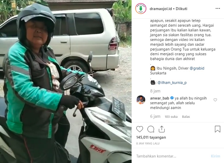 Komentar Anwar Sanjaya Ikut Prihatin dan Doakan Ibu-Ibu Driver Ojol