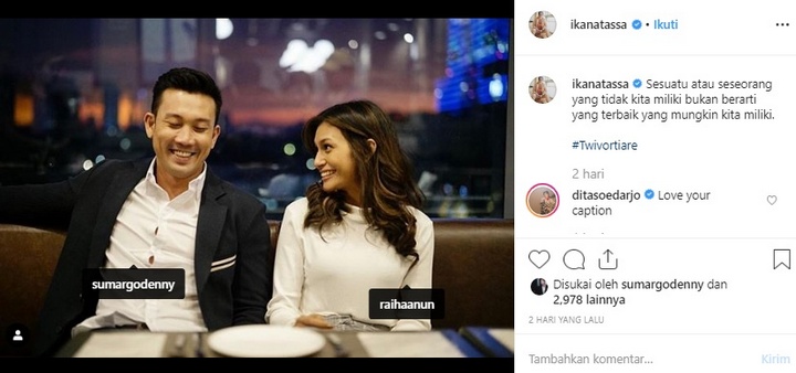Dita Soedarjo Ikut Komentari Foto Denny Sumargo dan Raihaanun