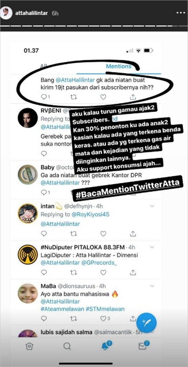YouTuber Nomor Satu, Ini Reaksi Atta Halilintar Saat Diminta Kirim 19 Juta Subscriber Untuk Demo DPR Soal RKUHP