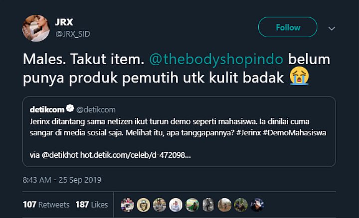Ditantang Ikut Demo Seperti Mahasiswa, Jerinx SID: Males Takut Item