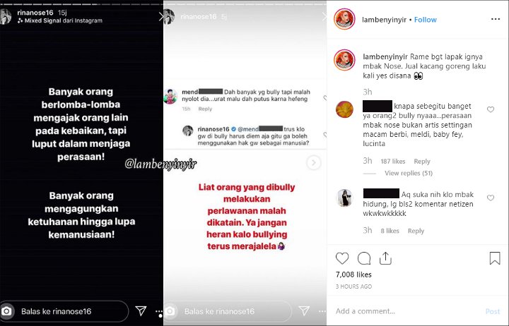 Rina Nose Merasa Jadi Korban Bullying Usai Kembali Tanggapi Komentar Netizen