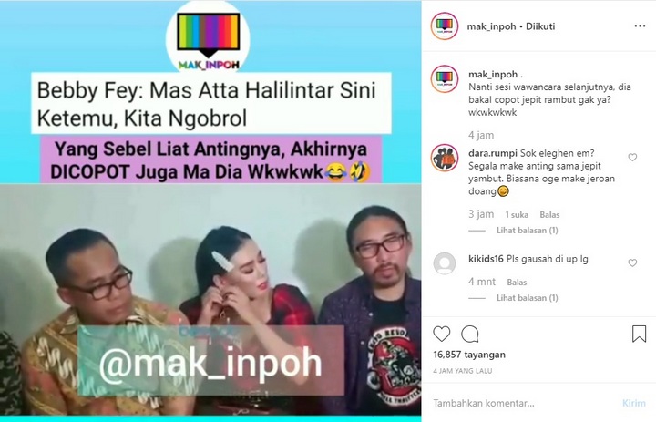 Bebby Fey Diledek Norak Gara-Gara Pakai Jepit Rambut dan Anting Ala Jennie BLACKPINK
