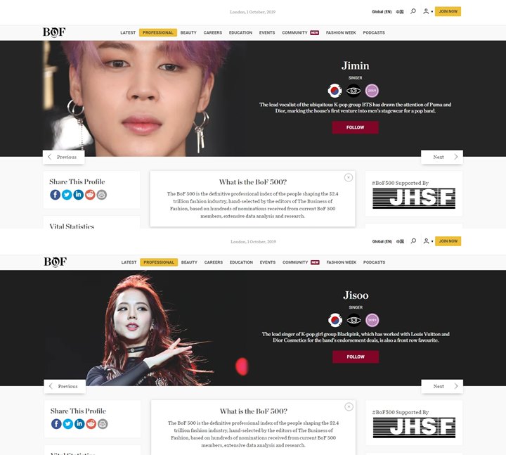 Jimin BTS dan Jisoo BLACKPINK Masuk Daftar 500 Tokoh Berpengaruh di Bisnis Fashion Dunia
