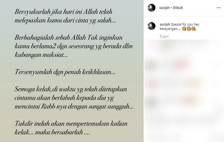 Unggahan Tidak Biasa Istri Sunu