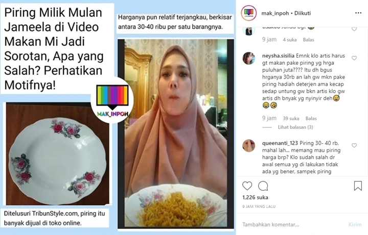Mulan Jameela Makan Mi Goreng, Netizen Sindir Pakai Piring Murahan Hadiah Sabun Cuci