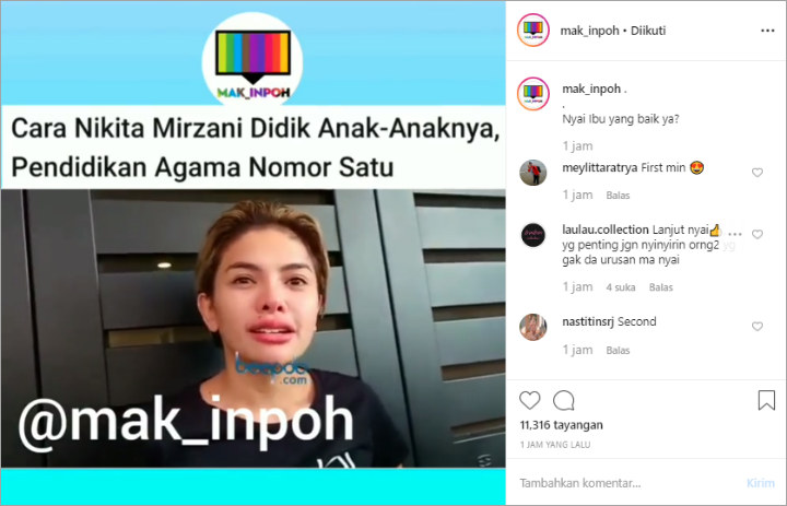 Lulusan Pesantren, Nikita Mirzani Jadikan Agama Nomor Satu Untuk Didik Anak-Anaknya