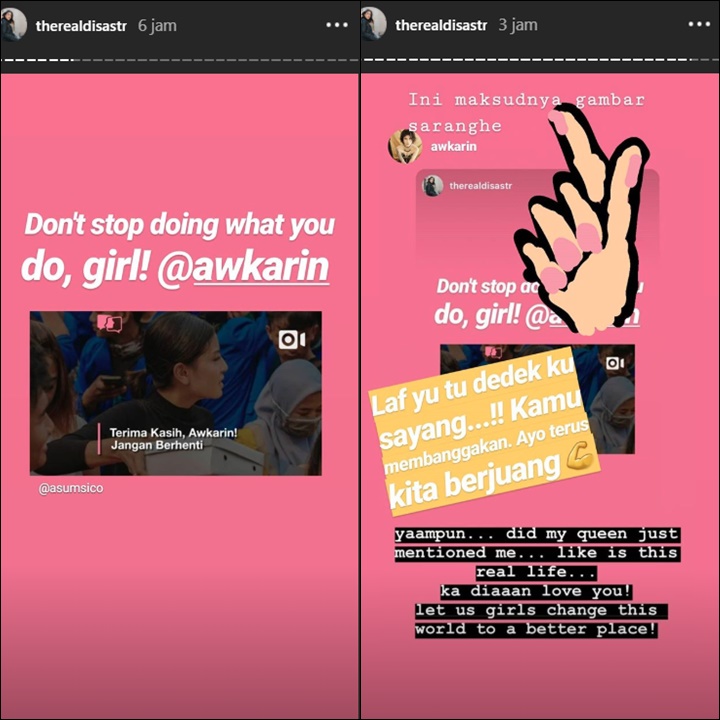 InstaStory Dian Sastro Dukungan untuk Awkarin