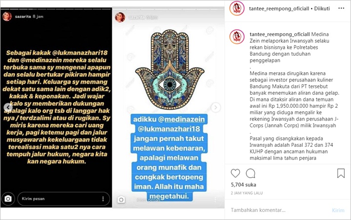 Dukung Medina Zein Polisikan Irwansyah, Sarah Azhari: Jangan Takut Lawan Orang Munafik