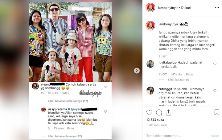 Tanggapan Ussy Sulistiawaty Soal Dibilang Keluarga Sombong