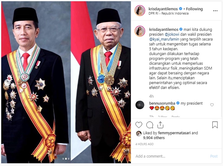 Prisia Nasution Selamati Jokowi Usai Dilantik, \'Lirikan Maut\' Presiden Curi Perhatian