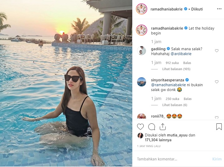 Komentar Gading Marten dan Sinyorita di Instagram Nia Nia Ramadhani