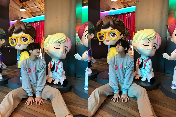 V BTS Foto Bareng Kembaran Imutnya, Bikin Gemas Maksimal Meski Gagal Pose Sama Persis 2