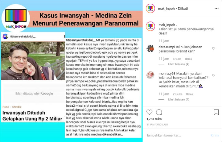 Titisan Nyai Ratu Kidul Ramal Soal Kasus Irwansyah Dituntut Medina Zein