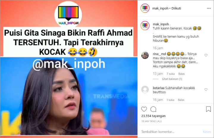 Gita Sinaga Bacakan Puisi Untuk Raffi Ahmad Akhirnya Malah Bikin Ngakak