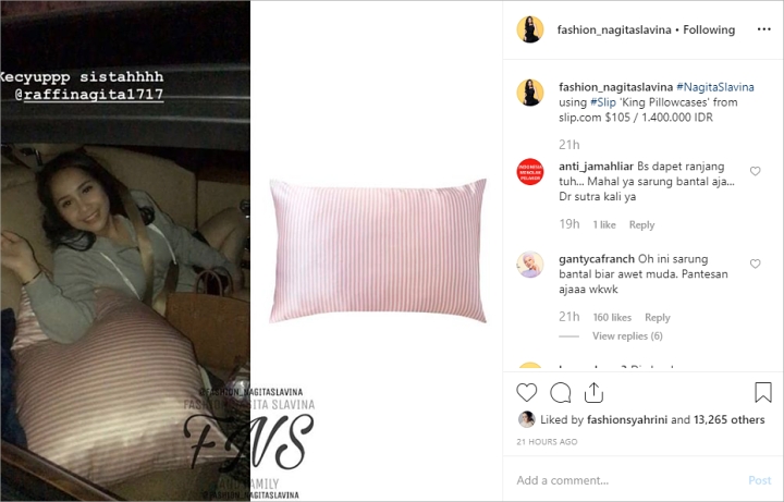 Harga Sarung Bantal Nagita Slavina Capai Jutaan