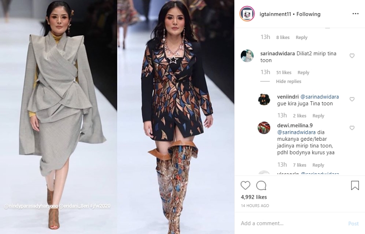 Nindy Dibilang Mirip Tina Toon Saat Tampil Cantik Di Acara Jakarta Fashion Week